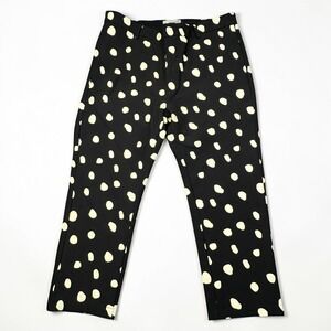 Black Polka Dot Stretch Trousers - Ivory Dot Print